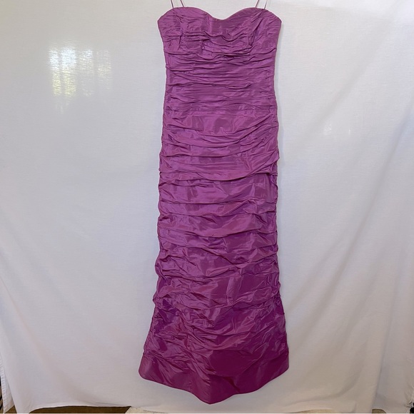 Rickie Freeman Teri Jon Magenta Mermaid Ruched Spaghetti Strap Formal Dress Sz 8 - Picture 1 of 16